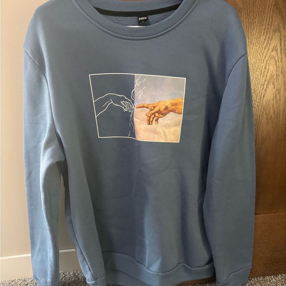Blue Artistic Graphic Men's Crewneck Sweater